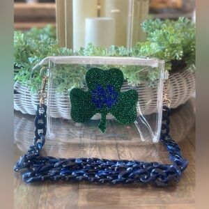 Notre Dame Irish Rhinestone
Stadium Crossbody Bag with Acrylic Strap